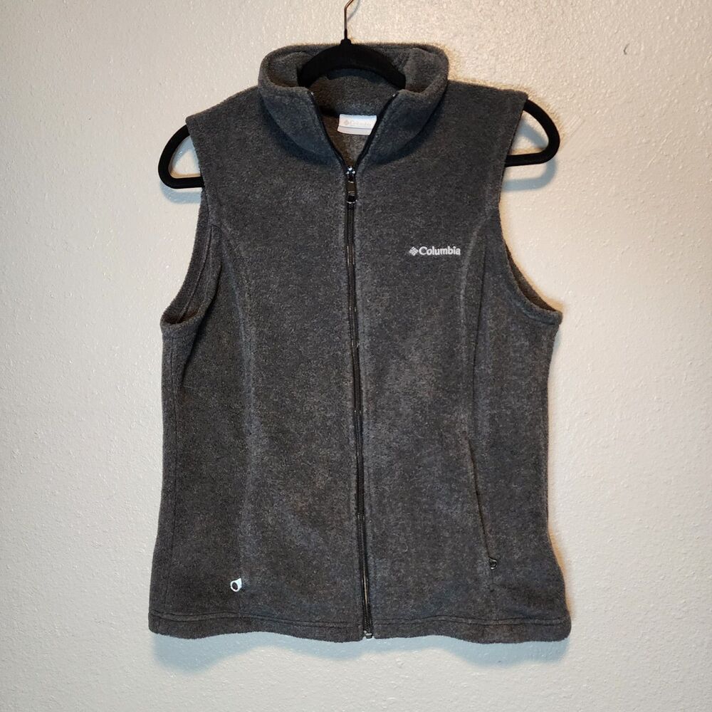 Columbia Benton Springs Fleece Vest Womens Medium Charcoal Gray Full Zip